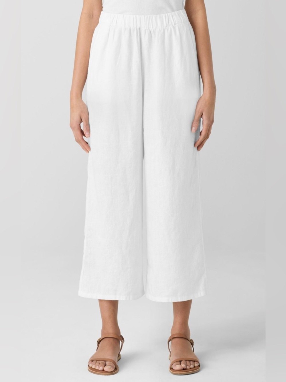 NEW NWT $168 Sz 1X WOMENS EILEEN FISHER ORGANIC LINEN WIDE LEG CROPPED PANTS